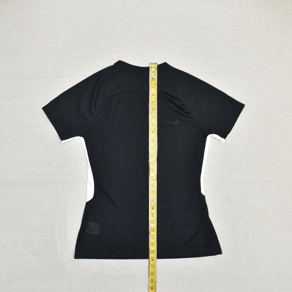 Nike Women Top Short Sleeve Polyester V Neck Black Size M Dri Fit Gym Workout - Picture 5 of 8